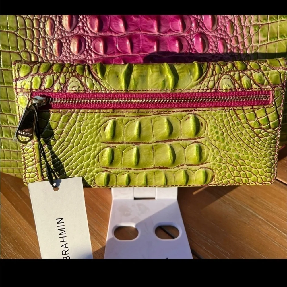 Brahmin Bekka Limeade Melbourne Shoulder Bag Adelle Wallet Set NWT